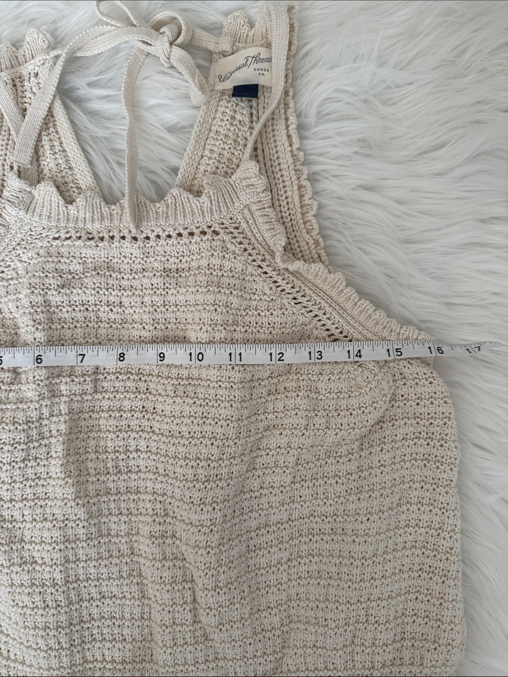 Universal Thread Cream Crochet Knit Romper Size Medium 100% Cotton Boho Summer - Picture 6 of 8